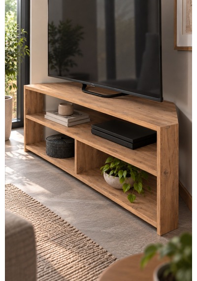 Sulorahome Köşe Tv Ünitesi Kahverengi 140 Cm Açık Ceviz
