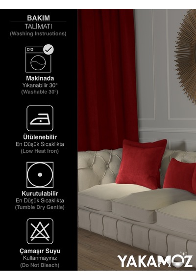 Br Yakamoz Kırmızı Renk Kırlent , Yastık Kılıfı Kadife Görünümlü Velvet Touch Serisi Kırmızı