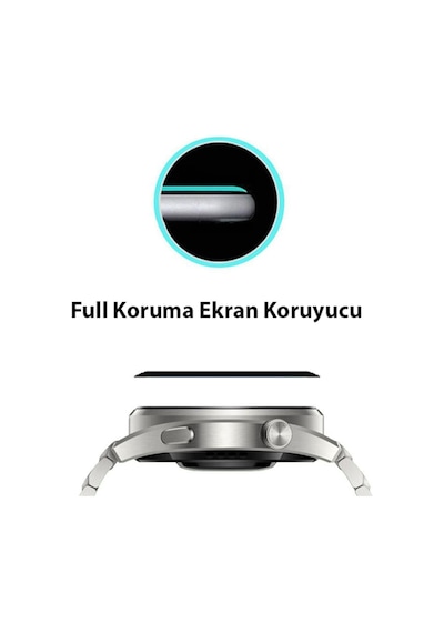 Huawei Watch 3 Pro 3D Full Kaplama Ekran Koruyucu Pet+Pmma (523365533)-Siyah