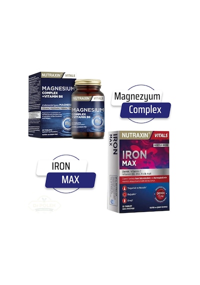 Magnezyum Complex 60 Tablet 125 Mg & Nutraxin Iron Max 17 Mg