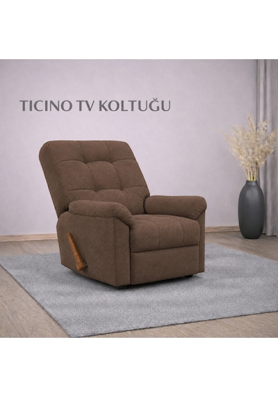 Smarto Relax Ticino Manuel Mekanizmalı Ergonomik Tv Koltuğu Berjer Baba Koltuğu Koyu Krem