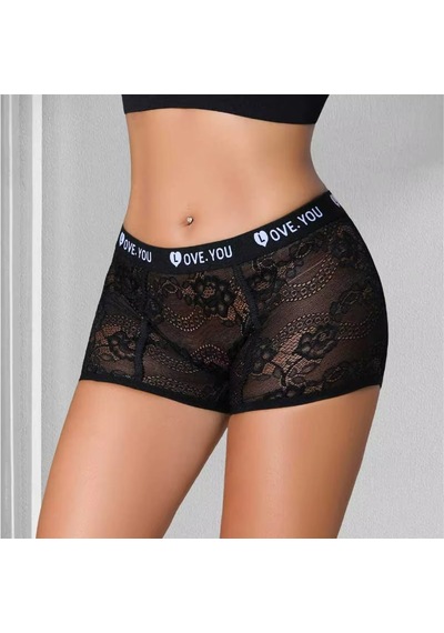 Ece's Design Kadın Dantelli Orta Bel Elastik Bel Bantlı Yumuşak Boxer Wbx1001 Siyah