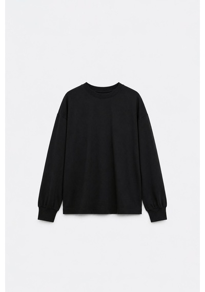 Suud Collection Siyah Dune Oversize Manşetli Tişört