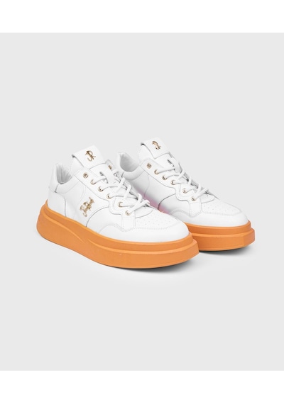 Yüksek Tabanlı Hafif Erkek Deri Sneakers Beyaz