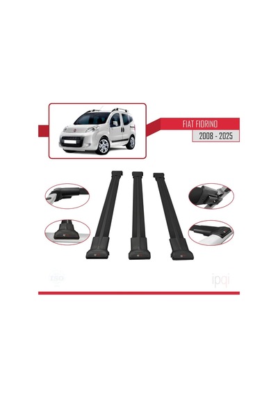 Fiat Fiorino 3 2008 Ve Sonrası İle Uyumlu Fly Model Ara Atkı Tavan Barı Siyah 3 Adet Diğer