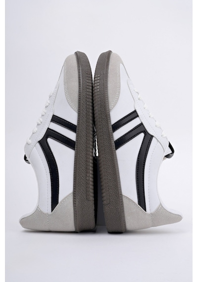 Muggo Garcia Garantili Unisex Ortopedik Günlük Bağcıklı Yürüyüş Koşu Sneaker Spor Ayakkabı Beyaz - Siyah