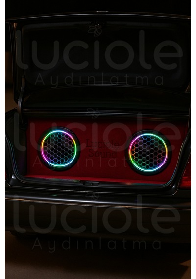 2 Li 16cm Argb Neon Pixel Led Hoparlör Kapağı Sese Duyarlı Efektli Modifiye & Tuning Işık Seti