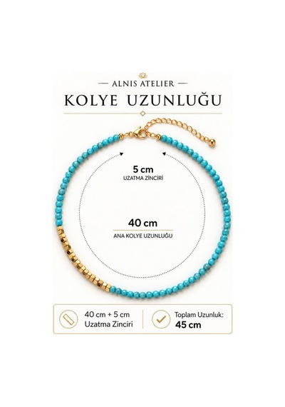 Turkuaz Doğaltaş Kadın Kolye