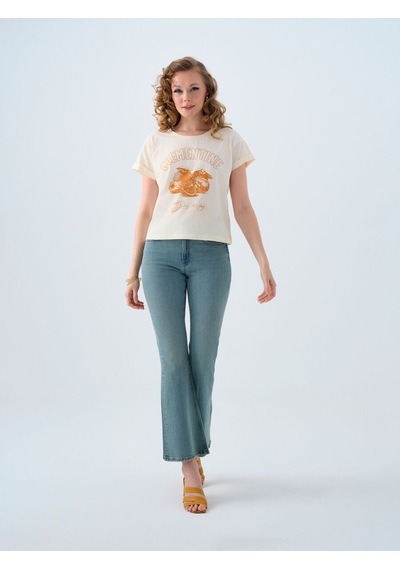 LOFT Regular Fit Kadın Tshirt K.kol Lf2040166 Q1.v1 Ekru