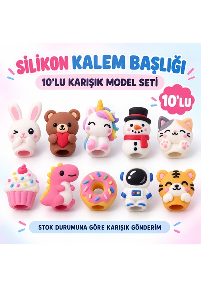 Kalem Başlığı Silikon 10 Adet Çok Renkli