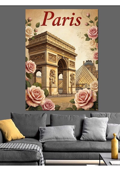 Paris Zafer Takı Vintage Dekoratif Kanvas - Mdf Ahşap Tablo