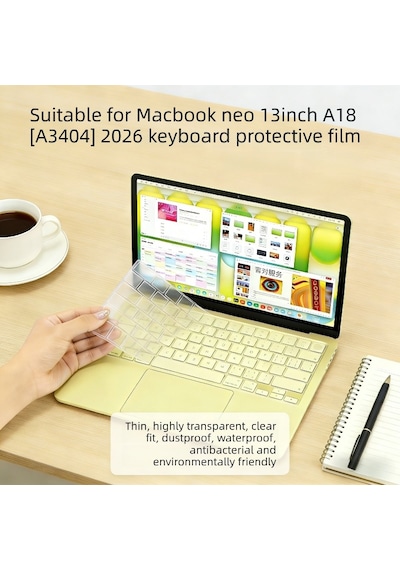 Apple Uyumlu MacBook Neo 13inç A18 Pro A3404 Klavye Koruyucu Şeffaf Silikon Ped Renksiz