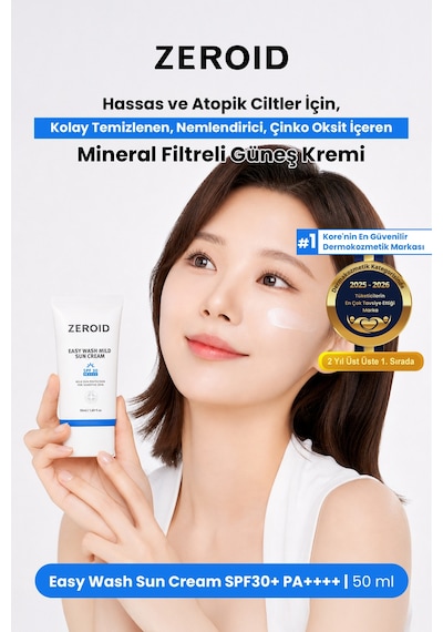 Atopik Ciltlere Kolay Temizlenen Mineral Güneş Kremi Zeroıd Easy Wash Mild Sun Cream Spf30 Pa++++