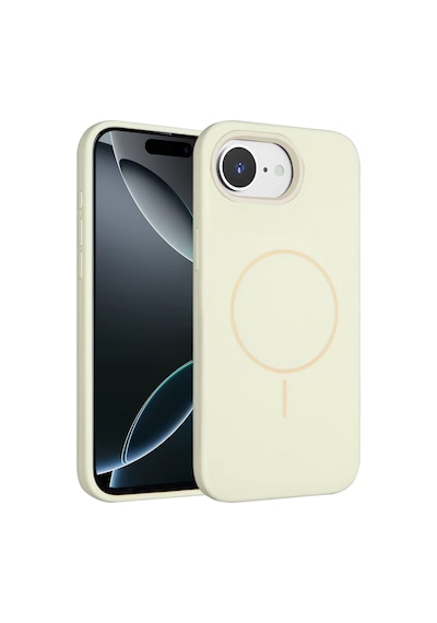 Apple Uyumlu iPhone 16e Kılıf Lansaman Silikon M-safe Magnetik Şarj Jully Kapak Bej