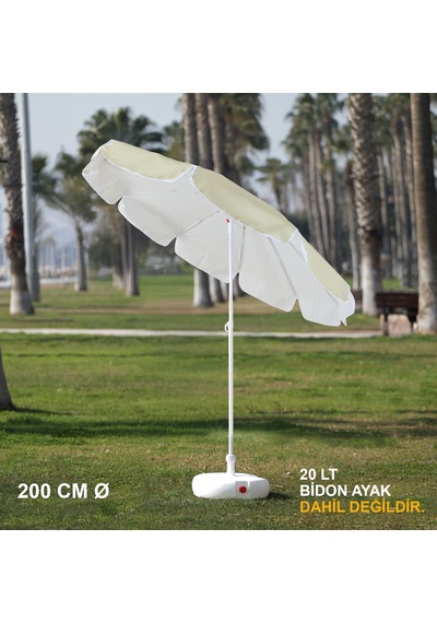 Krem Plaj Şemsiyesi 200 Cm Ø Krem