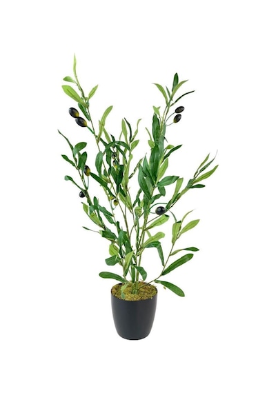 Yapay Çiçek Siyah Saksıda Zeytin Dalı 60Cm
