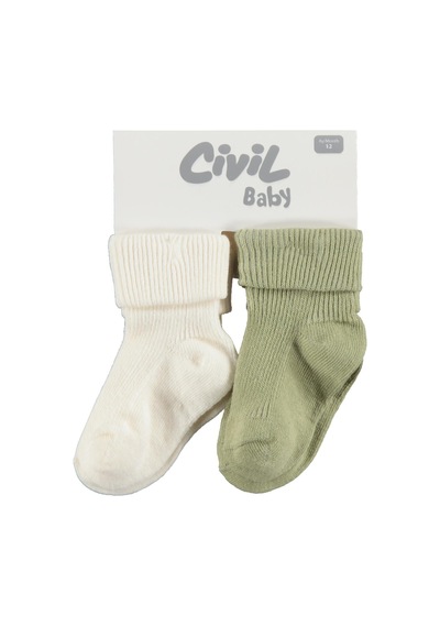 Civil Baby Basic Kıvrık 2'li 6- Bebek Erkek Çorap Set Standart