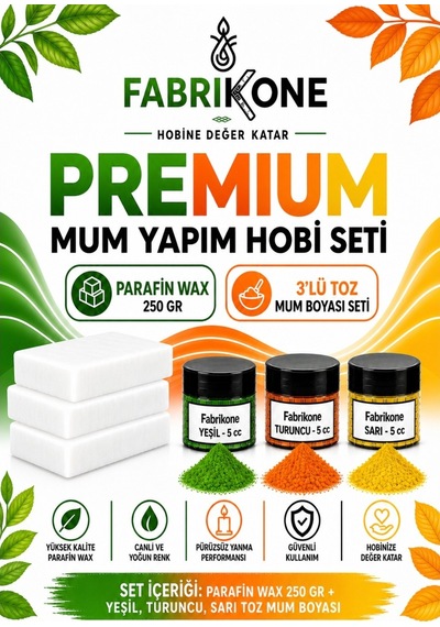 Premium Mum Yapım Hobi Seti - Parafin Wax 250 Gr - 3'lü Toz Mum Boyası Seti - Yeşil, Turuncu, Sarı Bkfabpw2503ytsr Karışık