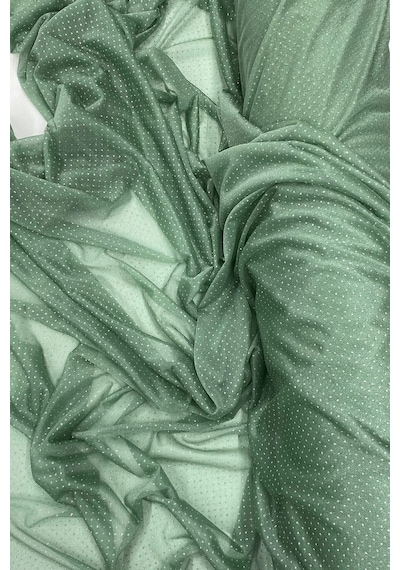 Yağmur Damlası Simli Abiye Elbise Şallık Tül Kumaş Mint Yeşil 75 Çok Renkli