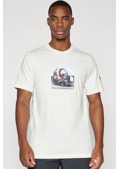 Nike Soccer Jersey Total 90 Print Tee Men's T-shirt Baskılı Erkek Tişört Krem