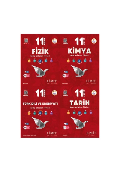 Limit 2027 11. Sınıf Fizik + Kimya + Türk Dili Ve Edebiyatı + Tarih Konu Anlatım Föyleri Seti 4 Kitap Maarif Model