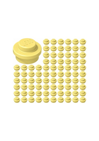 Yedek Parçalar: Plate Round 1x1: 100 Adet 1x1 Plate Round Parts Açık Sarı - Bright Light Yellow 4073