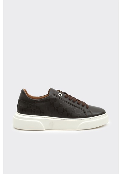 Derinet Hakiki Deri Desenli Kadın Sneaker Kahve Kahve