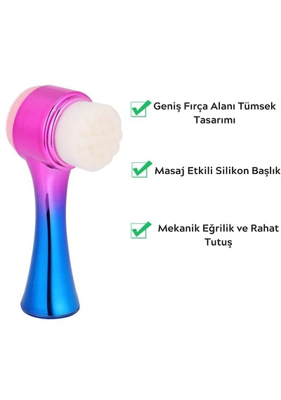 Çift İşlevli Renkli Cilt Yüz Temizleme Fırçası Peeling Masaj Etkili Gözenek Temizleyici Alet 5615