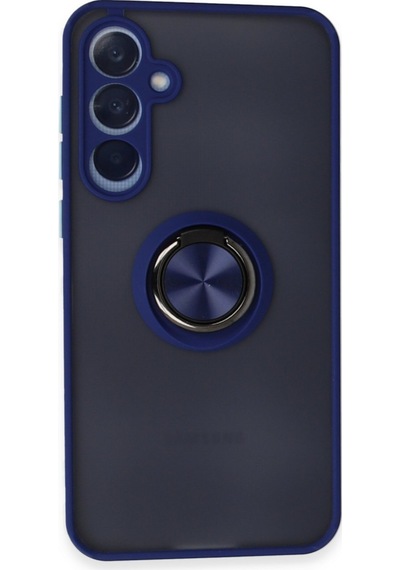 Newface Samsung Uyumlu Galaxy A15 4g Kılıf Montreal Yüzüklü Silikon Kapak - Lacivert Lacivert
