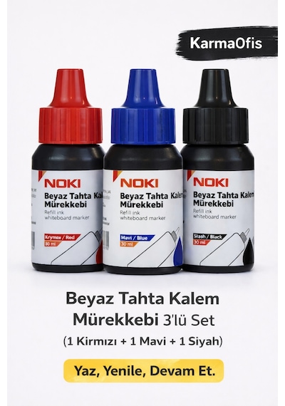 Beyaz Tahta Kalemi Mürekkep Seti 3 Mürekkep Çok Renkli3