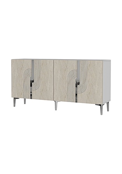 Ka1516bts Meyra Konsol Ve Tv Sehpası Beyaz-traverten-silver 150cm