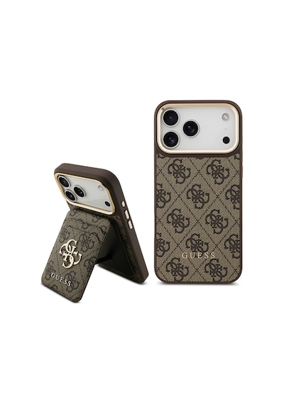 Apple Uyumlu iPhone 17 Pro Max  Kılıf Guess Lisanslı M-safeli 4g Metal Büyük Logolu Kartlıklı Kahverengi Kahverengi