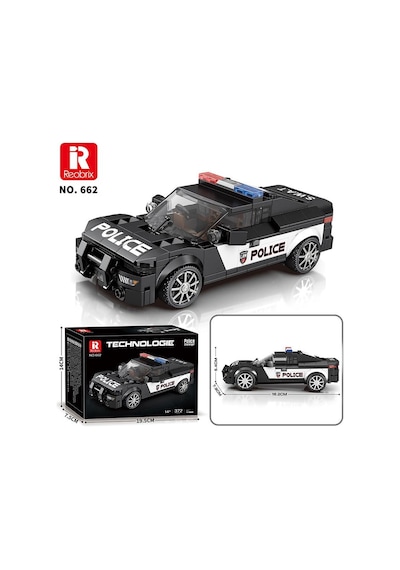 Reobrix Technic 662 Dodge Challenger Polis Arabası Yaratıcı Yapı Blok Seti Building Blocks Ram Police Car - 372 Parça