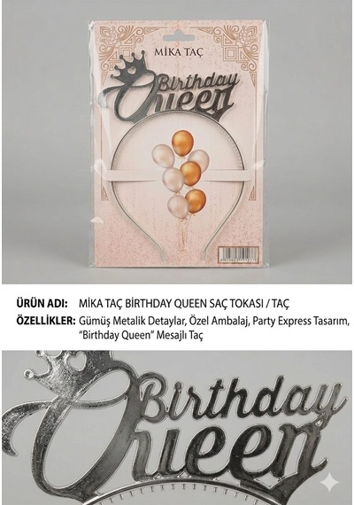 Mika Taç Birtday Queen - Gümüş Tüm Yaşlar