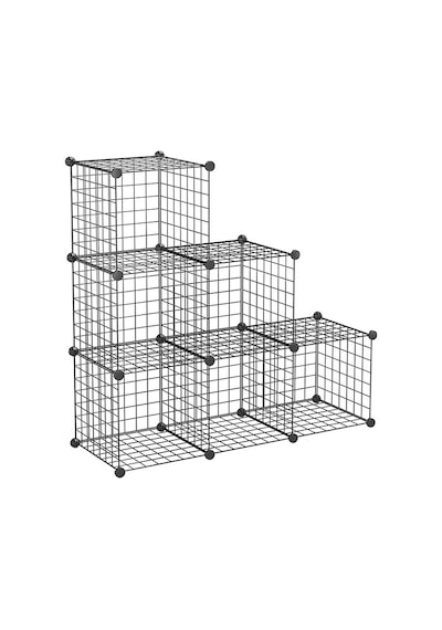Portatif Çok Amaçlı 6 Bölmeli Metal Tel Dolap Raf Organizer Siyah