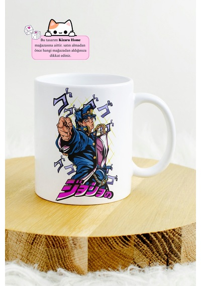 Jojo's Bizarre Adventure Anime Tasarım Baskılı Porselen Kupa Bardak Beyaz