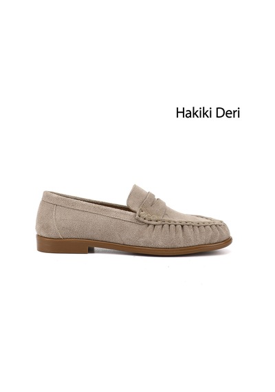 Gönderir Kadın Kum Süet Hakiki Deri Comfort Loafer Ddza86037182