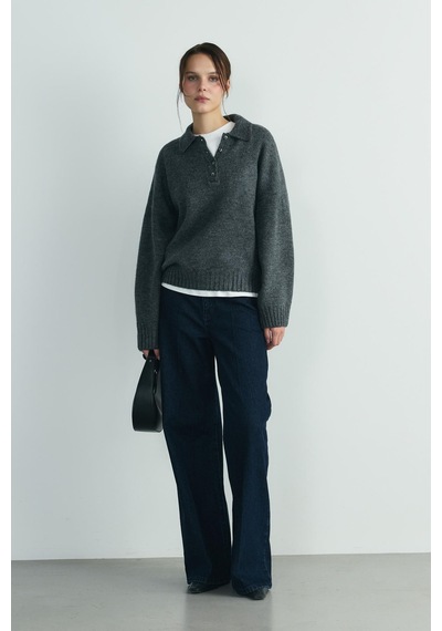 Suud Collection Füme Rani Polo Yaka Oversize Kazak