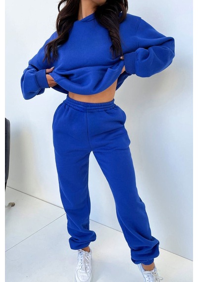 Basic Düz Eşofman Takımı Sweatshirt Jogger - Sax Mavi Oversize Şardonlu Kapüşonlu Saks Mavi Basic Düz Eşofman Takımı Sweatshirt Jogger - Sax Mavi Oversize Şardonlu Kapüşonlu Saks Mavi
