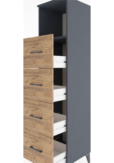 Hyperion Dolap Tek Raflı 4 Çekmeceli 44x44x182 Antrasit-çam Antrasit