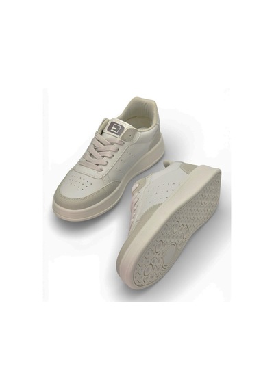 Papatay 1011 Hazır Taban Unisex Spor Ayakkabı Bağcıklı Rahat Sneaker Bej