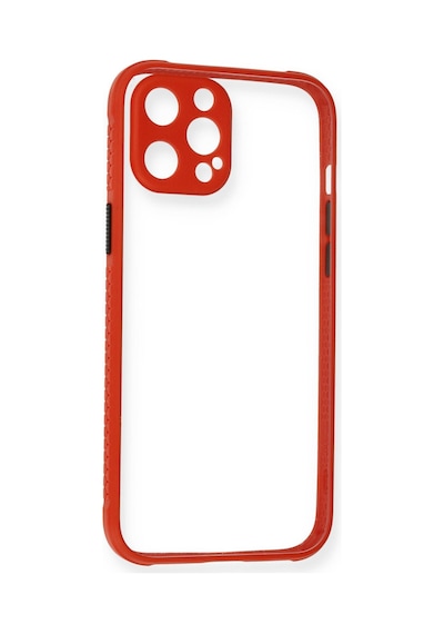 Apple iPhone  Uyumlu  12 Kılıf Miami Şeffaf Silikon - Kırmızı