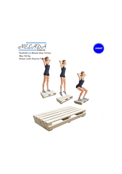 10 Cm Yükseklikte Doğal Ahşaptan Ev Içi Kullanıma Uygun Kaymaz Tabanlı Step Tahtası 25 Cm X 50 Cm