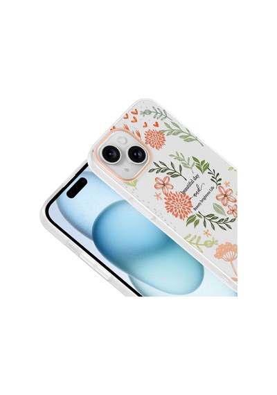 iPhone 15 Kılıf Kamera Korumalı Desenli Zore Klip Kapak - Beautiful -