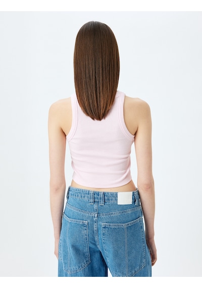 Koton Crop Atlet Halter Yaka Fitilli Slim Fit Pembe 5sal30083ık Gül