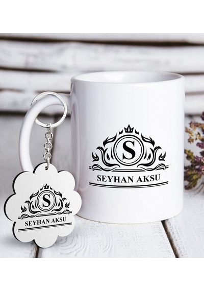 Kişiye Özel İsimli Beyaz Kupa Ve Anahtarlık Seti-12