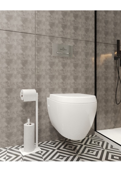 Aju Tuvalet Kağıtlığı Beyaz Yedekli Özel Tasarım Ağır Döküm Devrilmez Banyo Tuvalet Kurulum Gerektirmez Beyaz