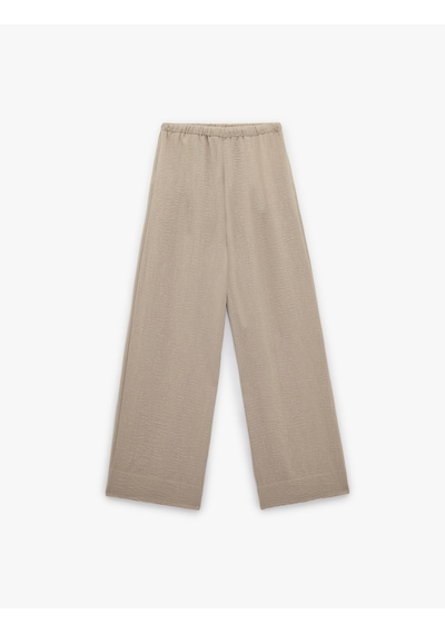 Koton Beli Bağcıklı Geniş Paça Pantolon Vizon 6sak40081pw