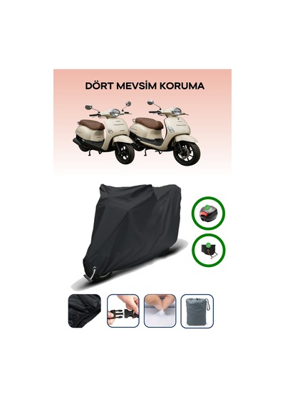 Siyah Arora Cappucino Modellere Uyumlu Motosiklet Brandası Motor Örtü Arka Çanta Ve Kilit Uyumlu