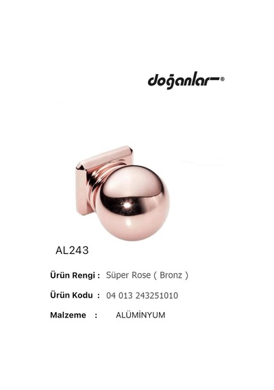 5 Adet Doğanlar Al-243 Mobilya Kulp Tek Vidalı Düğme Süper Rose Bronz